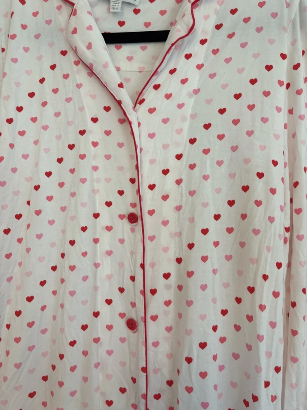 PJ Salvage Heart Print Button Down Sleepshirt Nightgown Pink Size Small